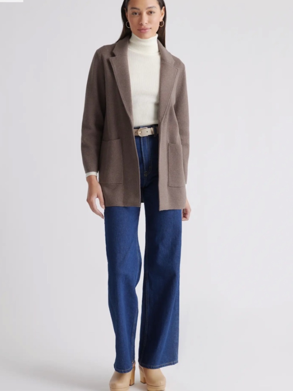 QUINCE 100% Organic Cotton Business Casual Knit Blazer Heather Brown Size M - Picture 2 of 9